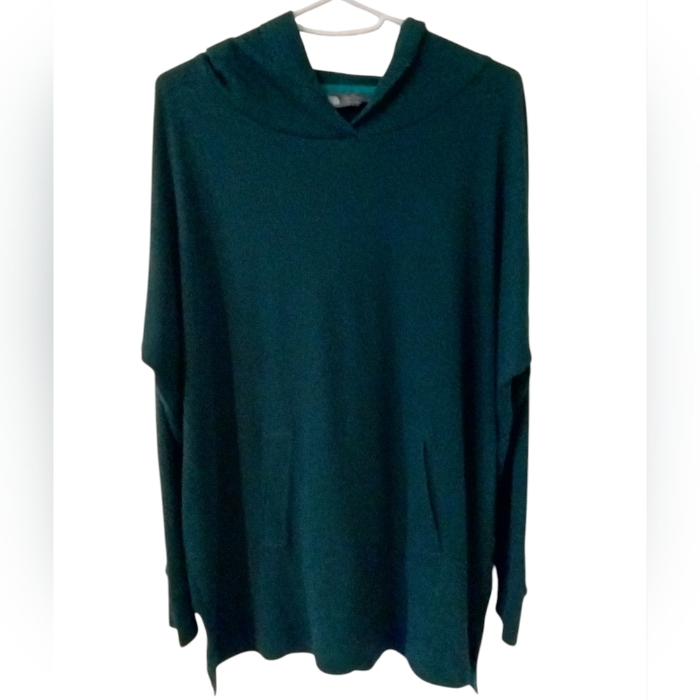 The North Face Green Polyester Merino Wool Hooded Long sleeve Top